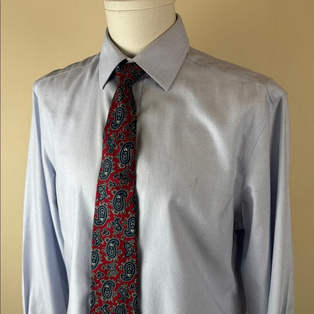 Bert Pulitzer Men’s Necktie Red & Blue Paisley 100% Silk Tie Made in USA